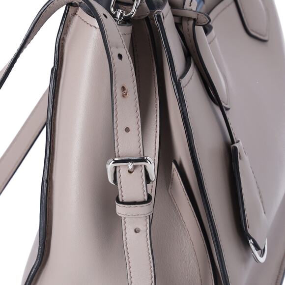 PRADA Etiquette Tote Shoulder Bag 1BA178 Gray Beige Leather - Picture 8 of 9